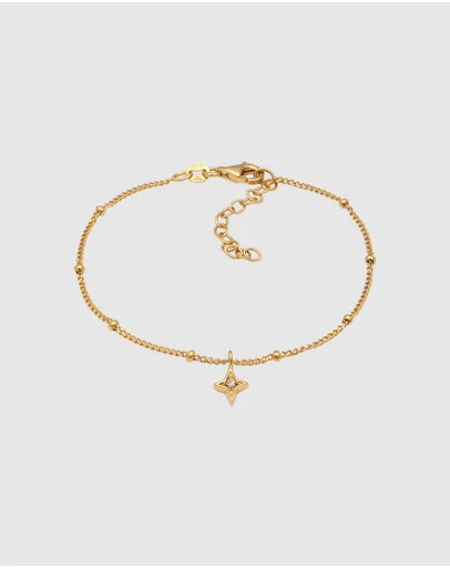 Elli Jewelry - Bracelet Crystal Star Pendant 925 Sterling Silver Gold-Plated