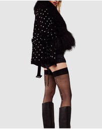 High Heel Jungle - Crystal Seam Thigh High Socks