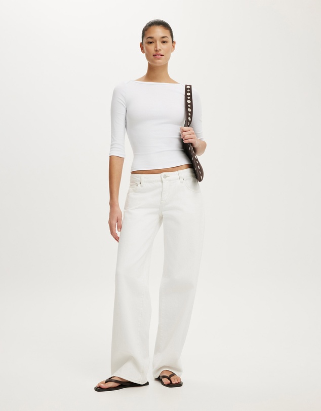 Cotton On - 90S Boatneck ¾ Sleeve