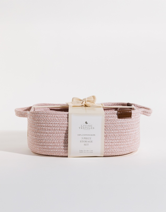 Living Textiles - 3 Pc Cotton Rope Storage Set - Pink