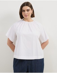 Atmos&Here Curvy - Tirsa Cotton Gathered SS Top