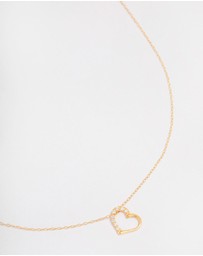 Lovisa - Gold Plated Sterling Silver Cubic Zirconia Half Paved Heart Necklace