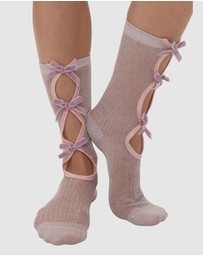 High Heel Jungle - Lurex Velvet Bow Socks