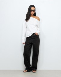 AERE - High Rise Seam Detail Wide Leg Jeans