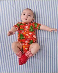 Kip&Co - Christmas Toys Organic Short Sleeve Romper - Babies