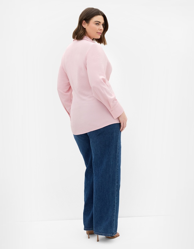 City Chic - Plus size Telia Side Tie Shirt - heavenly pink
