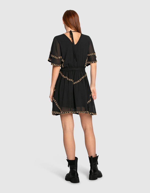 Belle & Bloom - Golden Mark Beaded Trim Mini Dress