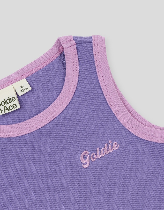 Goldie + Ace - Embroidered Colour Pop Rib Singlet - Babies-Kids