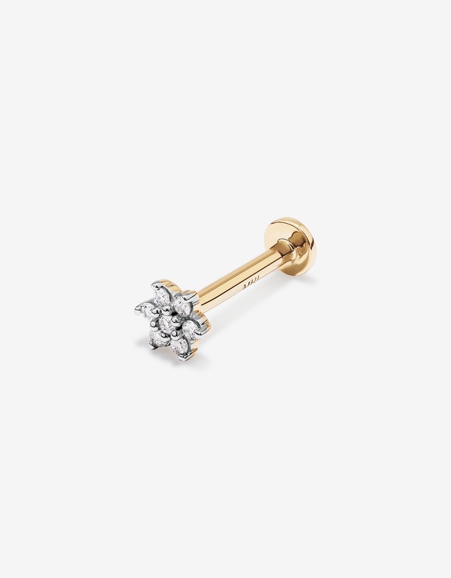Michael Hill - Diamond Flower Flat Back Helix Stud Earring in 10kt Yellow Gold