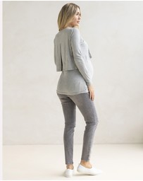Angel Maternity - Leonie Maternity/ Nursing Flip Panel Top in Grey
