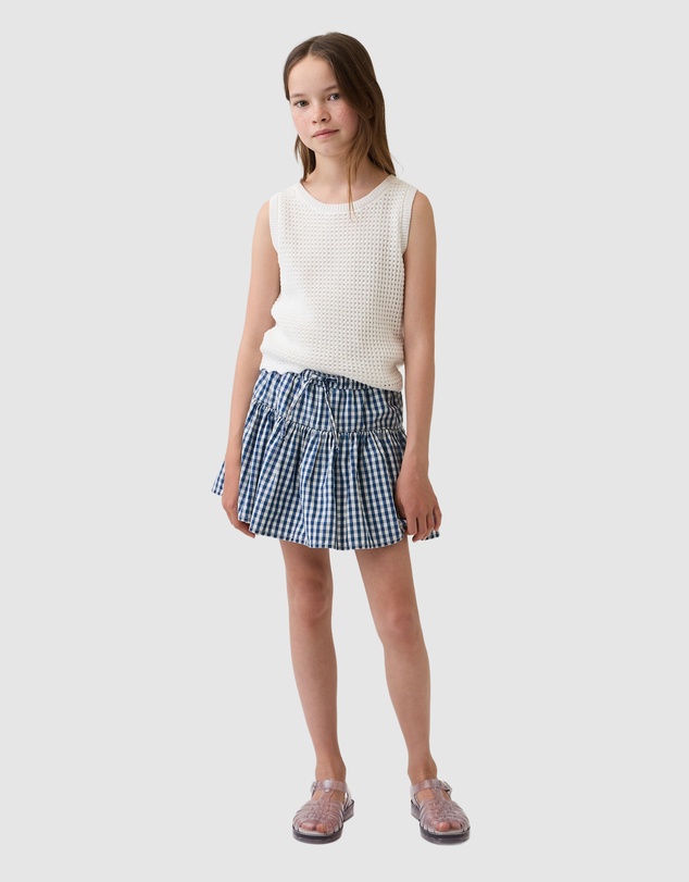GAP - Denim Ginhgam Skort - Teens