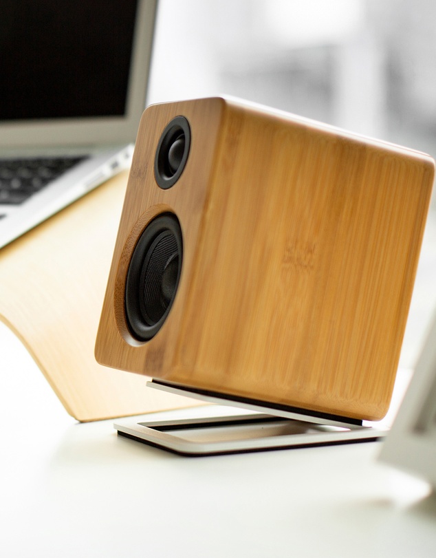iWorld - Kanto S2W Angled Desktop Speaker Stands for Small Speakers - Pair, White