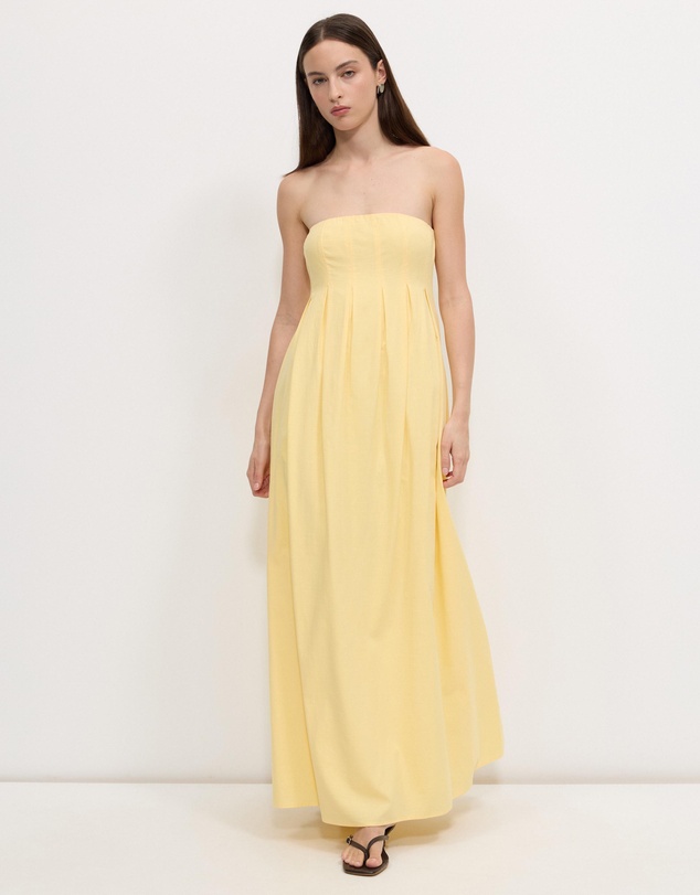Calli - Karina Pleated Strapless Maxi Dress