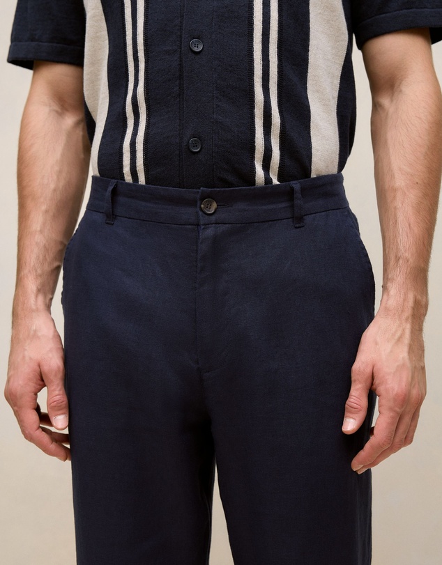 Trenery - Linen Tailored Relaxed Pant in Navy