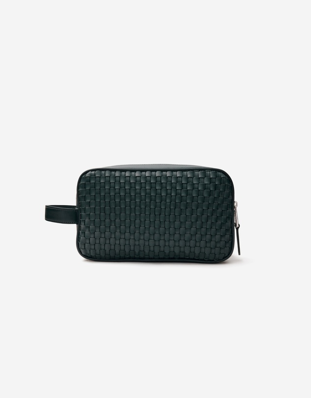 Calibre - Woven Leather Wash Bag Dark Teal