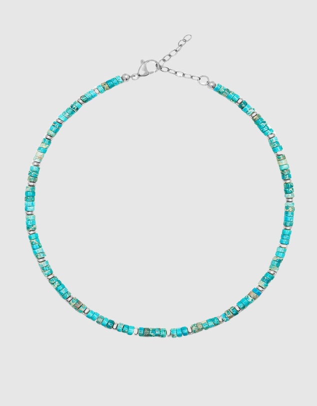 Nialaya Jewellery - Heishi Turquoise Choker with Silver
