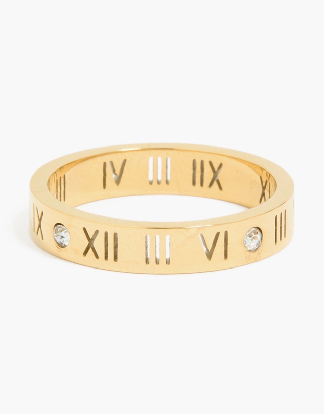 Lovisa - Waterproof Gold Plated Stainless Steel Cubic Zirconia Roman Numeral Band Ring