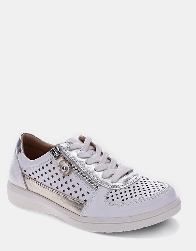 Mia Vita - Baxley Zip Casual Sneaker - White/Silver