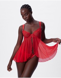 Bras N Things - Enchanted Racing Hearts Babydoll Bra - Red