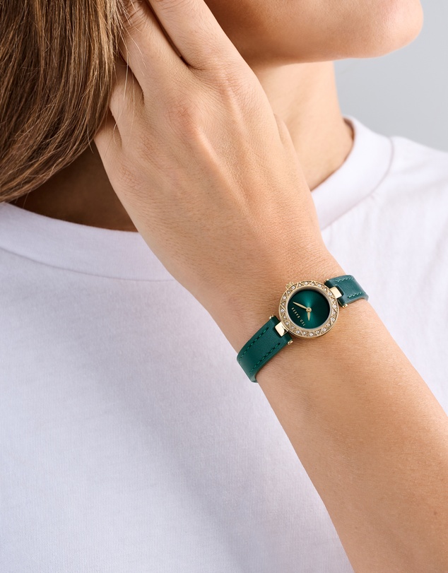 Ted Baker - Jolyye Crystal 24mm Gold-Tone Green Leather Watch