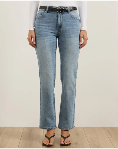 Atmos&Here - Lola Mid Rise Slim Leg Straight Jeans