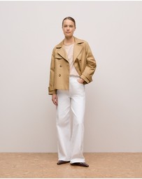 Trenery - Brushed Cotton Stripe Long Sleeve T-shirt in Camel