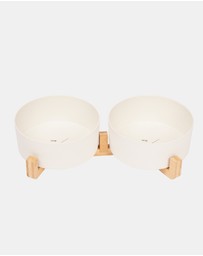 Mog & Bone - Double Bamboo Dog Bowl Natural