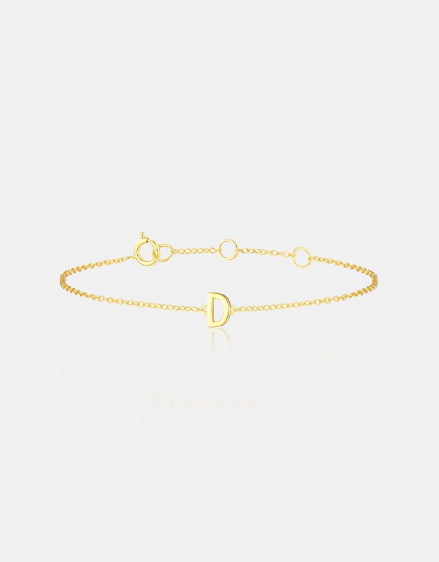 The Silver Collective - Children's A-Z Letter Bracelet - D