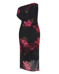 City Chic - Plus size Vivid Mesh Garden Print Maxi Dress - black