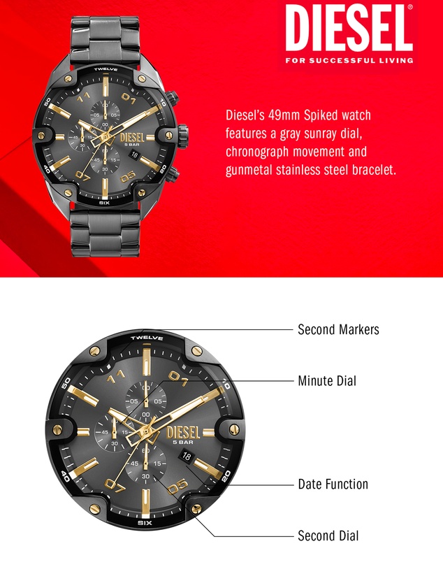 Diesel - Spiked Gun-Metal Chronograph Watch