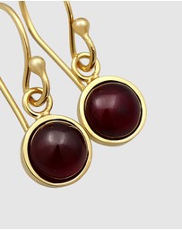 Elli Jewelry - Earrings Ear Hanger Basic Round with Garnet Gemstone in 925 Sterling Silver gold plated