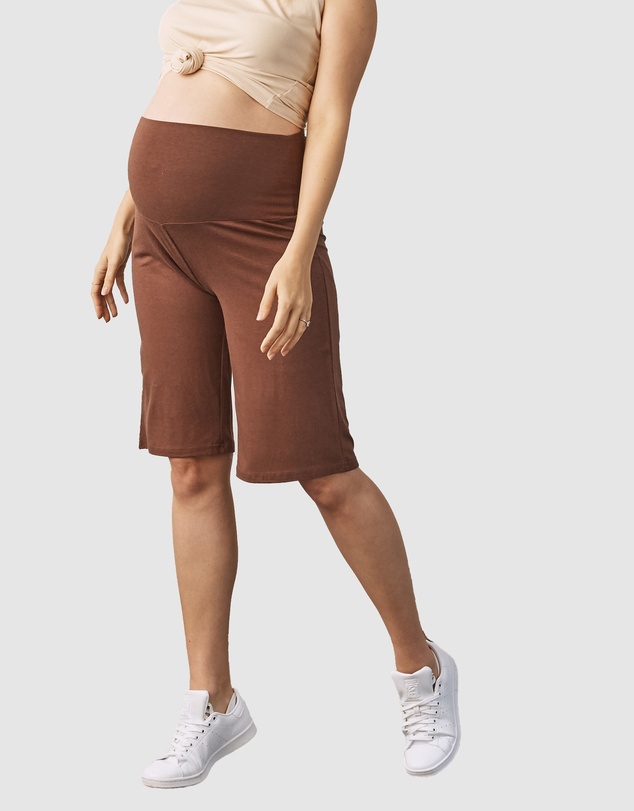 Angel Maternity - Maternity Wide Leg Bamboo Shorts - Chocolate