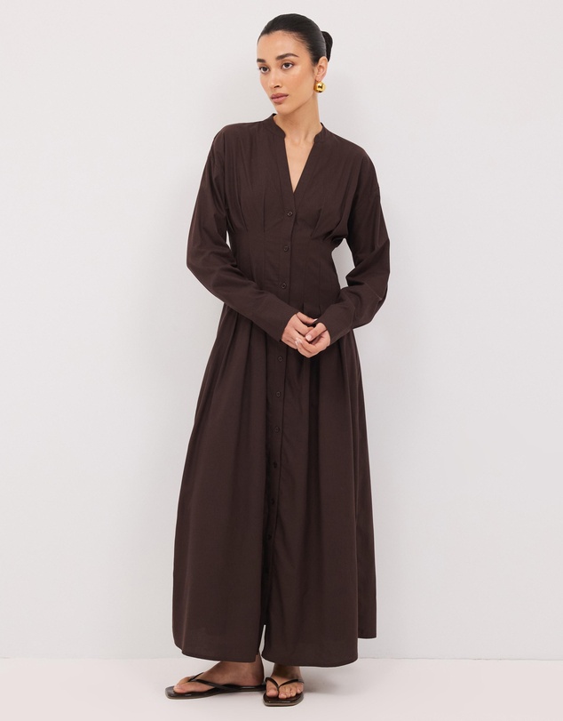 Calli - Jaik Tucked Waist Maxi Shirt Dress