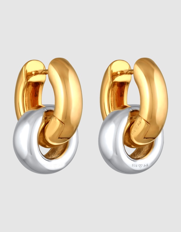 Elli Jewelry - Chunky Hoop Earrings in 925 Silver Bicolor