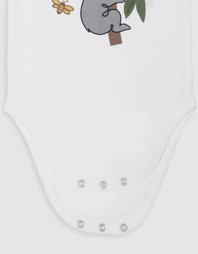 B Free Intimate Apparel - 100% Organic Cotton Short Sleeve Baby Bodysuit - White Koala