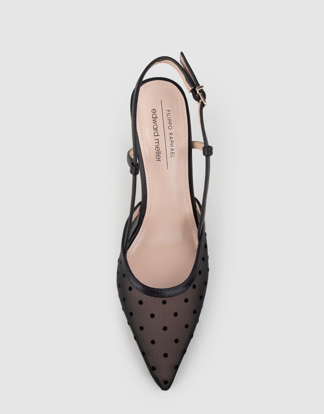 Edward Meller - ALECIA85 Dot Mesh Posted Slingback
