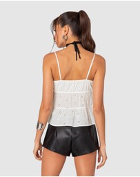 EDIKTED - Chelsea Tie Front Eyelet Tank Top