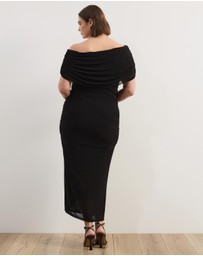 Atmos&Here Curvy - Bonnie Off Shoulder Mesh Maxi Dress
