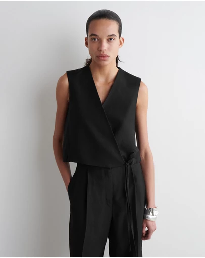 COS - Tie-Detail Linen-Blend Wrap Waistcoat
