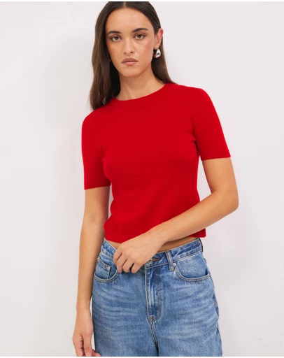 Calli - Melton Fitted Knit Tee