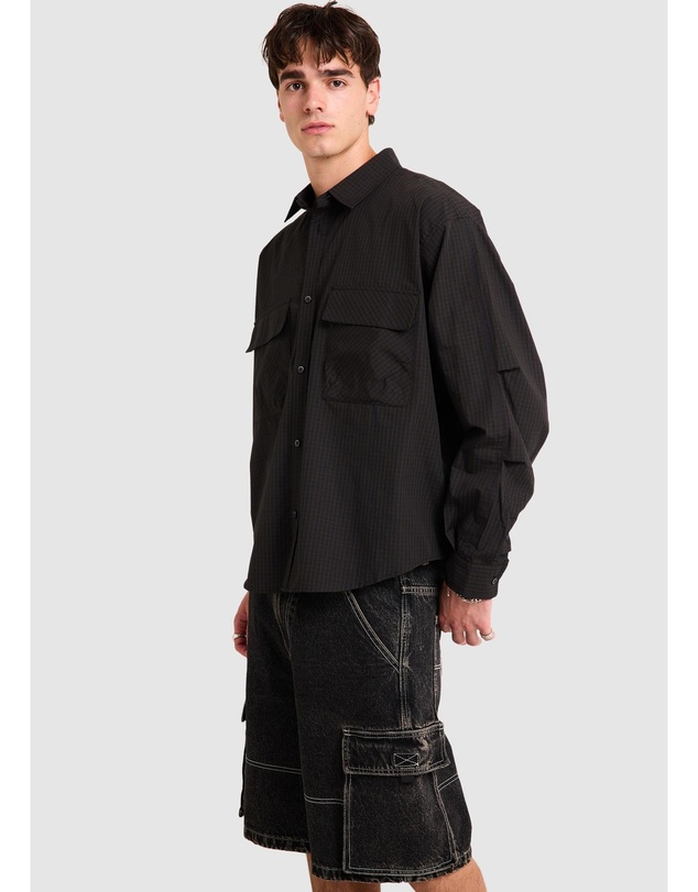 Black Noise White Rain - Oliver Tech Long Sleeve Shirt