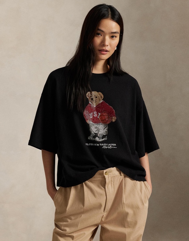 Polo Ralph Lauren - Rhinestone Polo Bear Cotton Jersey Tee