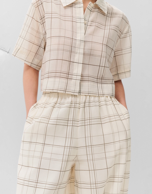 UNISON - Ramie Check Harem Pant