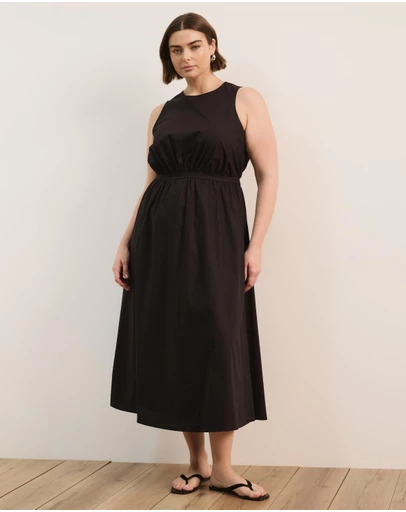 Atmos&Here Curvy - Isobel Cotton Midi Dress With Cutout
