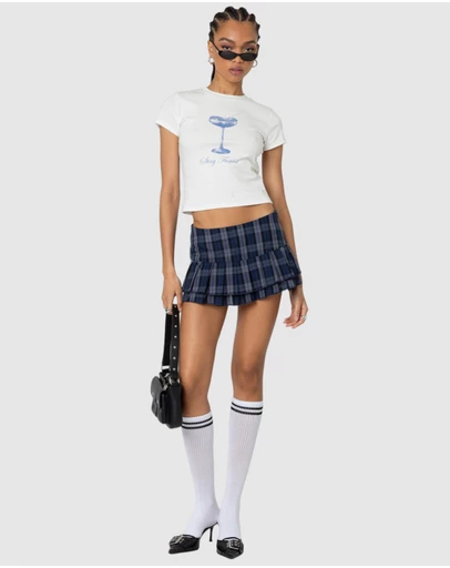 EDIKTED - Ara Plaid Pleated Skort