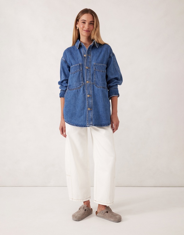 Ceres Life - Bobbi Side Pocket Denim Shacket