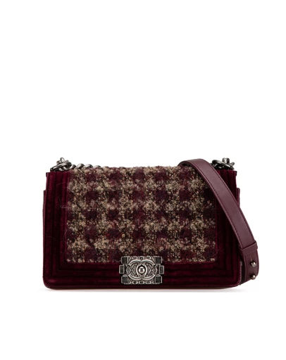 Pre-Loved by Azura Reborn - Pre-Loved chanel Chanel 19 Burgundy Tweed Velvet Shoulder Bag