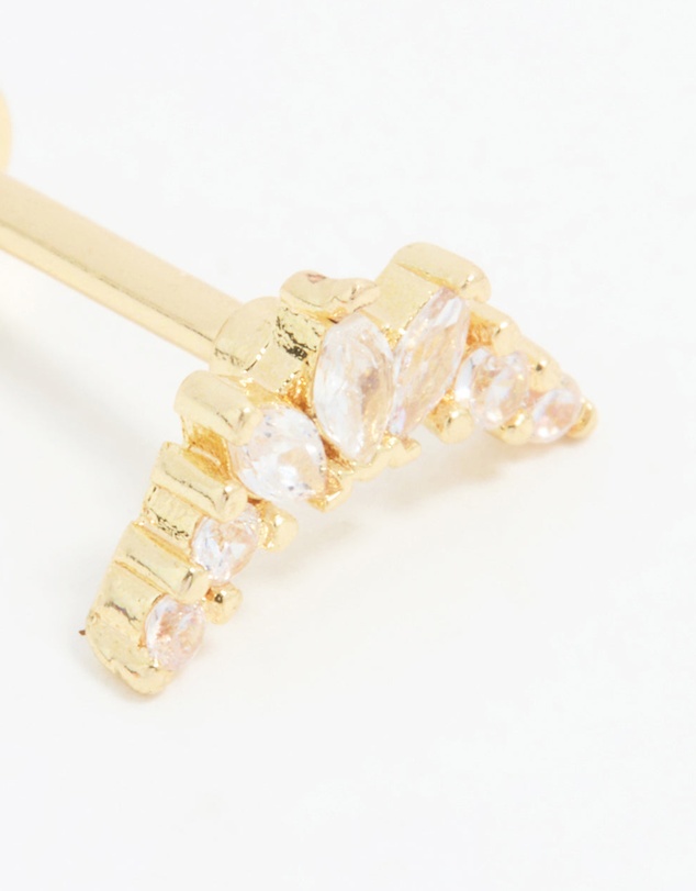 Lovisa - Gold Plated Titanium Cubic Zirconia Triangular Marquise Flat Back Stud