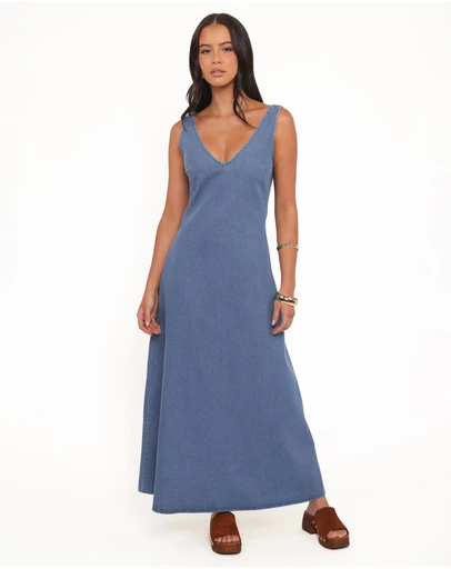 Petal & Pup - Odelia Denim Maxi Dress - Indigo