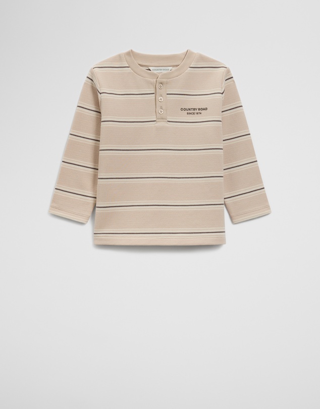 Country Road - Organically Grown Cotton Stripe Long Sleeve Pique T-shirt